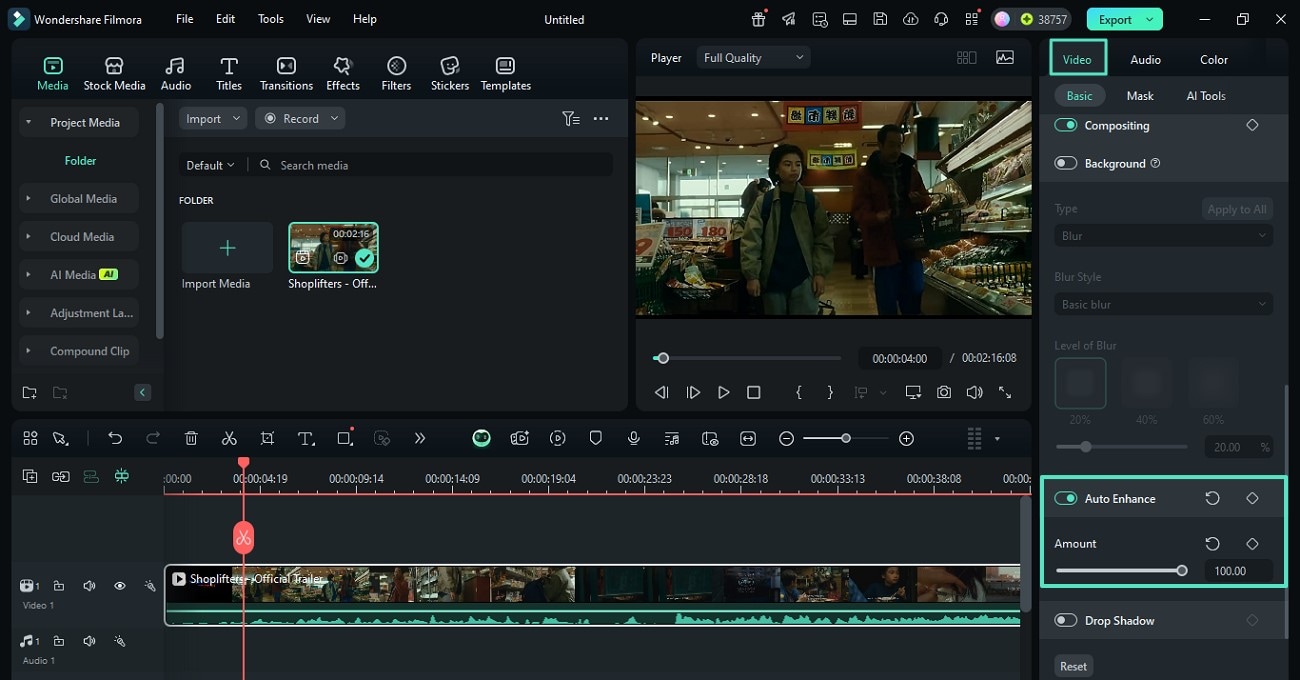 enable auto enhance toggle