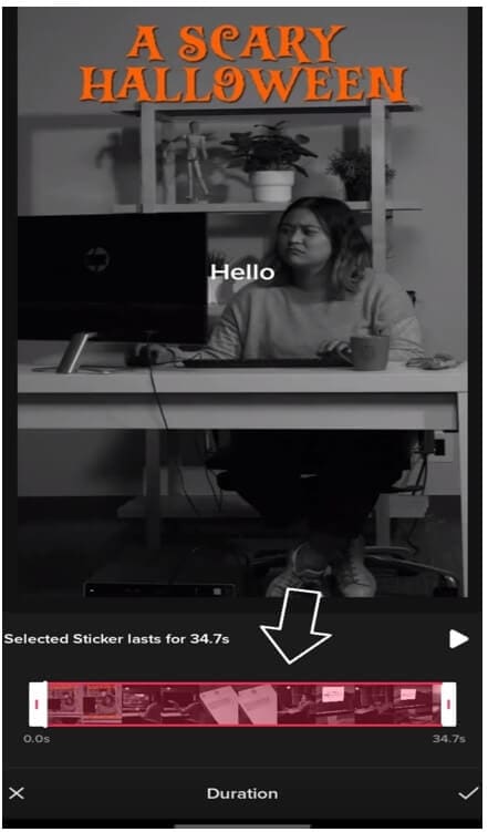 adjust text duration tiktok video