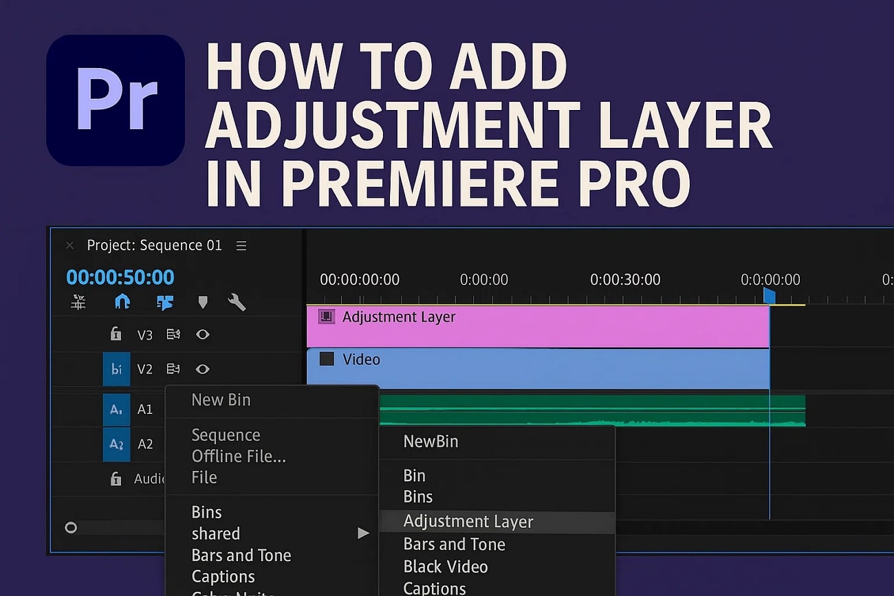 guide add adjustment layer premiere pro