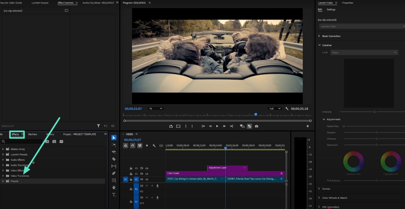 import video apply adjustment layer