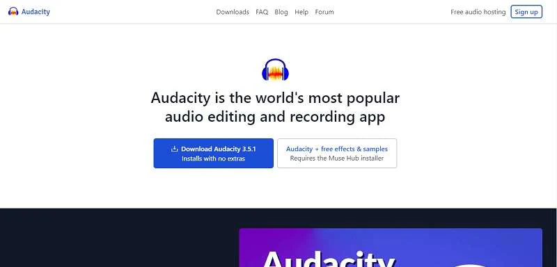 análise rápida do audacity