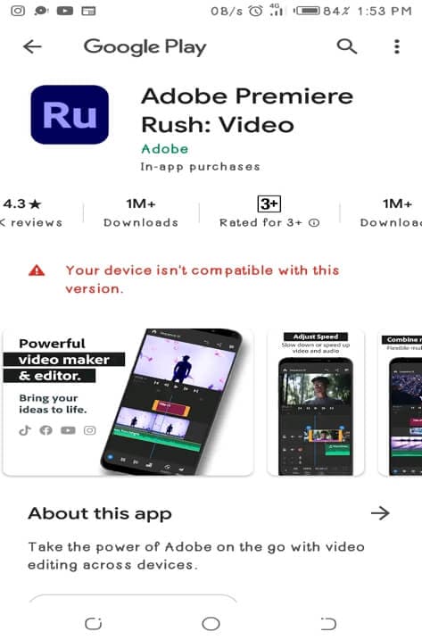 adobe premiere rush android