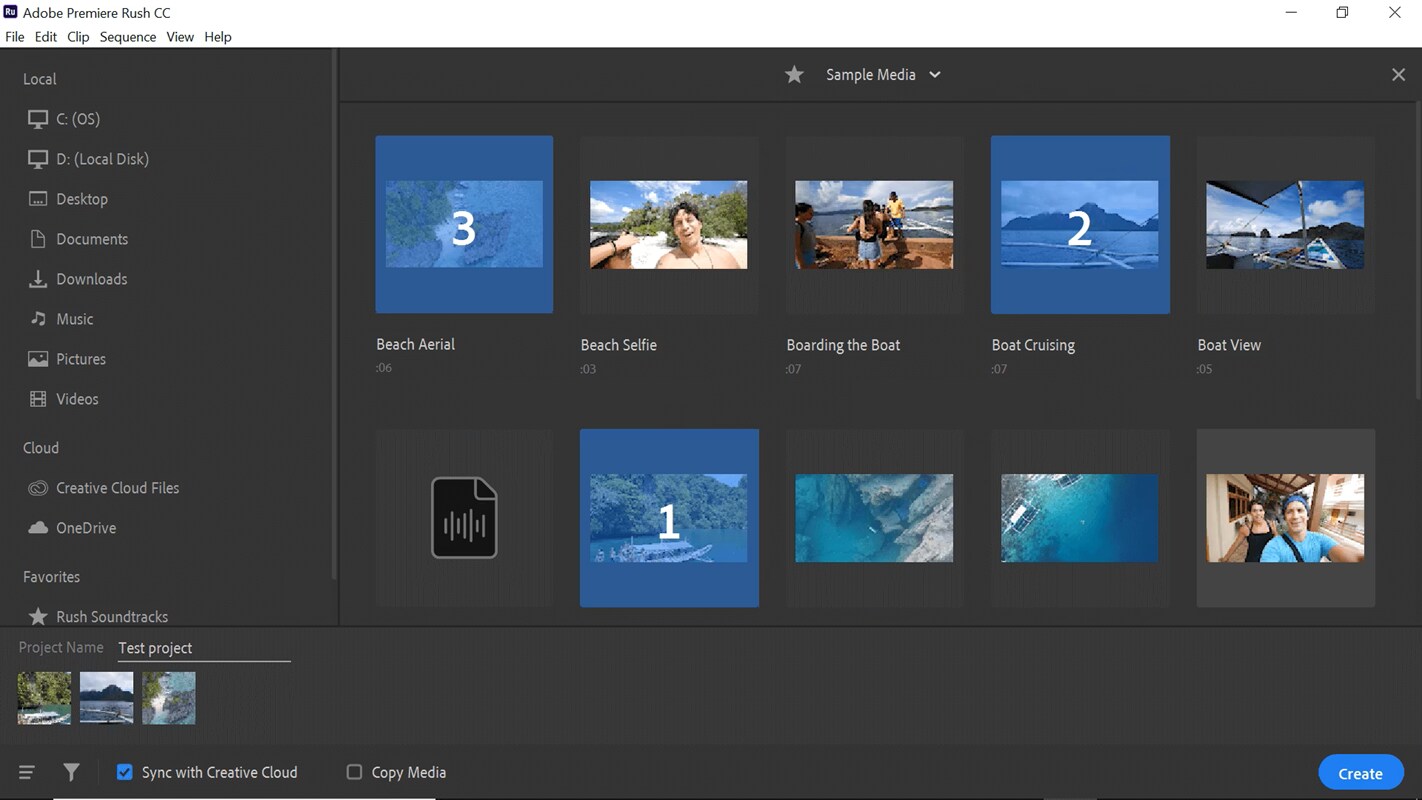 add media adobe rush