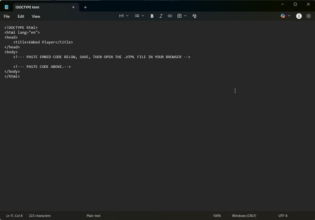 notepad html5 player