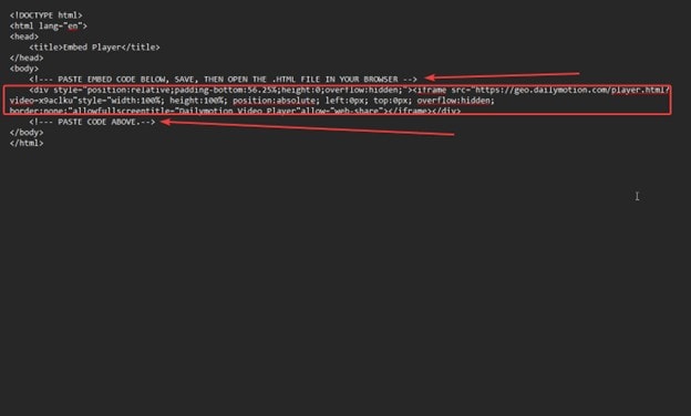 notepad insert embed video code