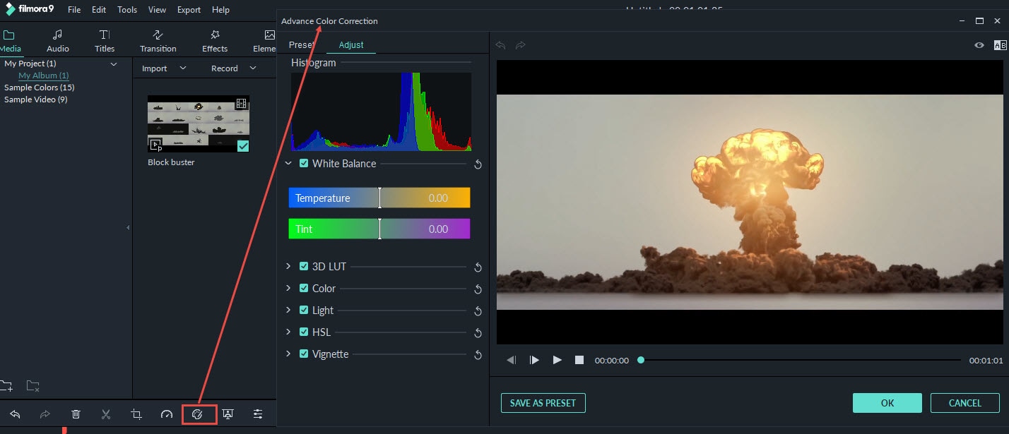  Filmora 9 Advance Color Correction