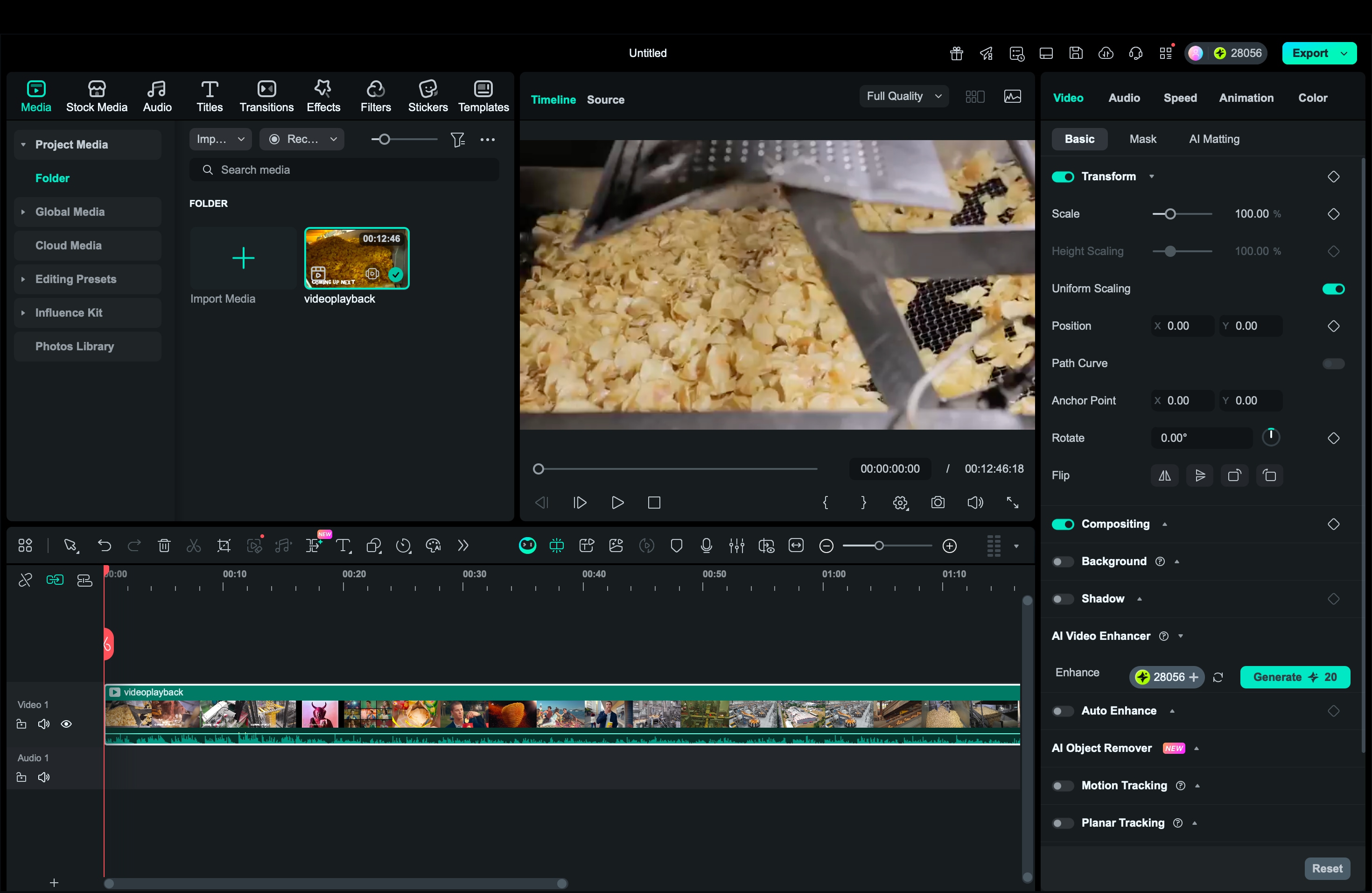impor chip ad footage to filmora