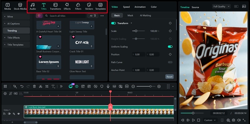 drag video to timeline and edit