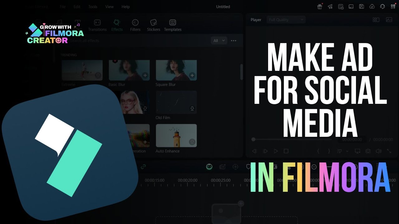 Social media ad template pack in Filmora.