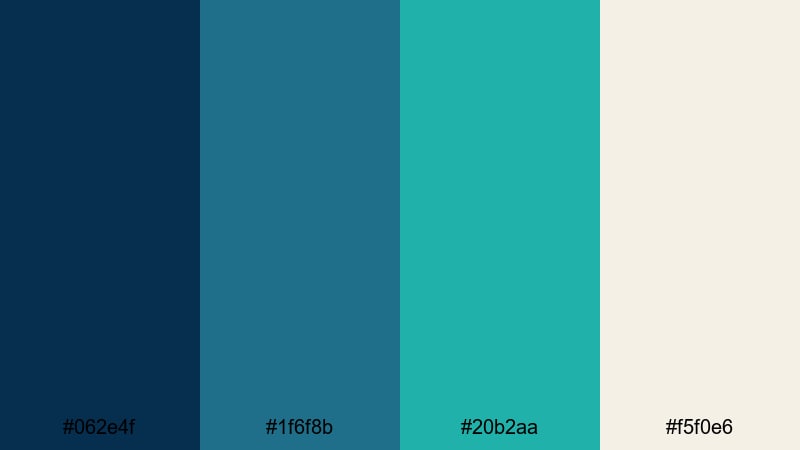 aerial surf cinematic blue coral color palette with hex codes