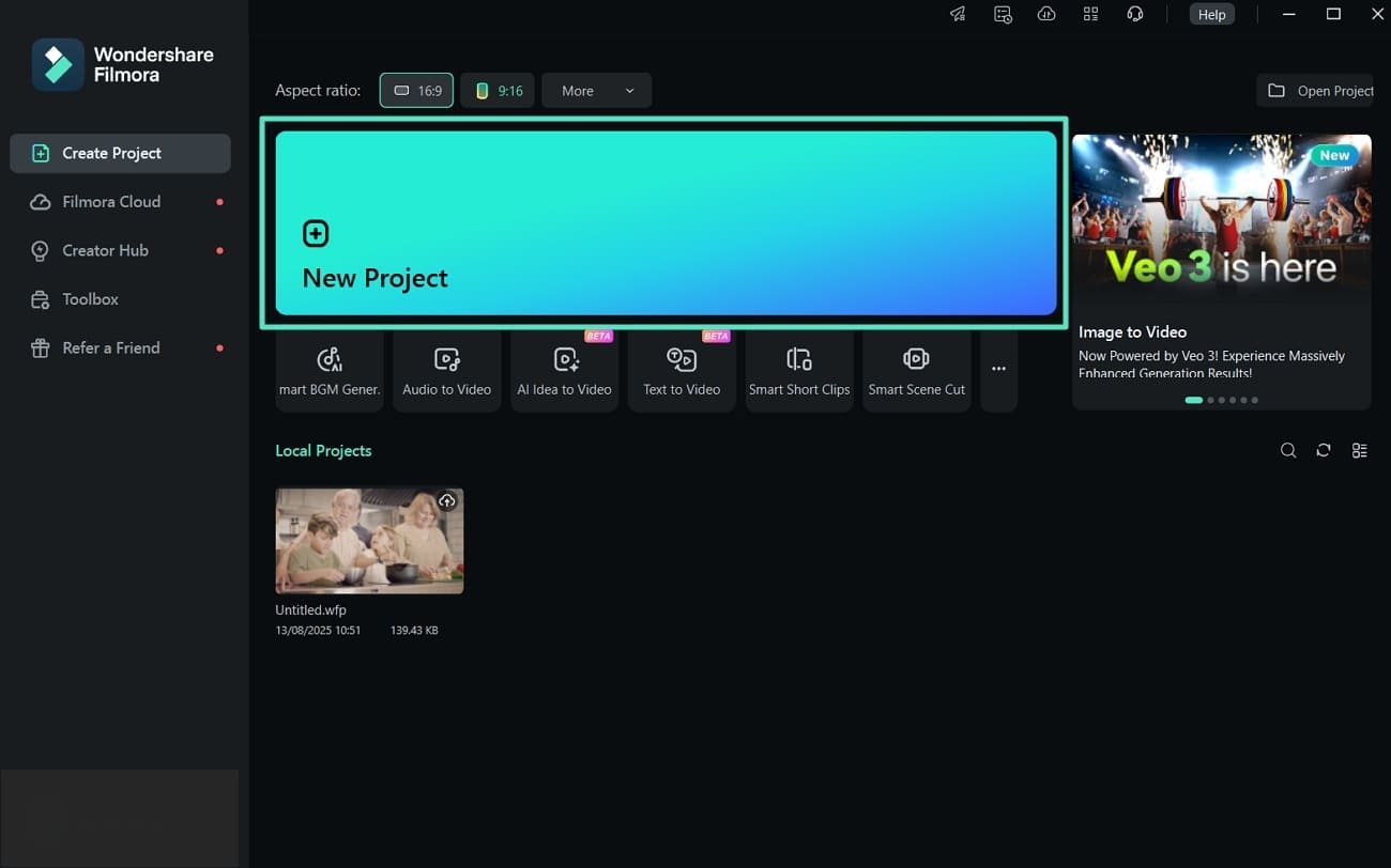 launch filmora desktop import video