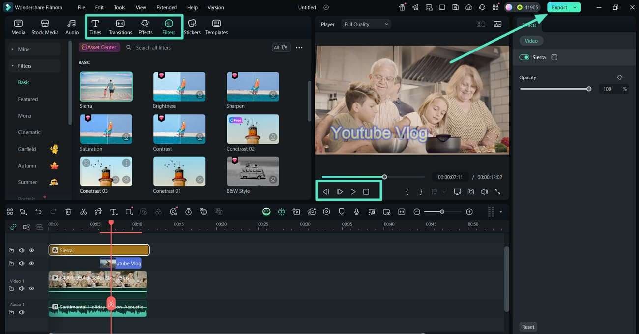 améliorer l'apparence visuelle de la vidéo et exporter