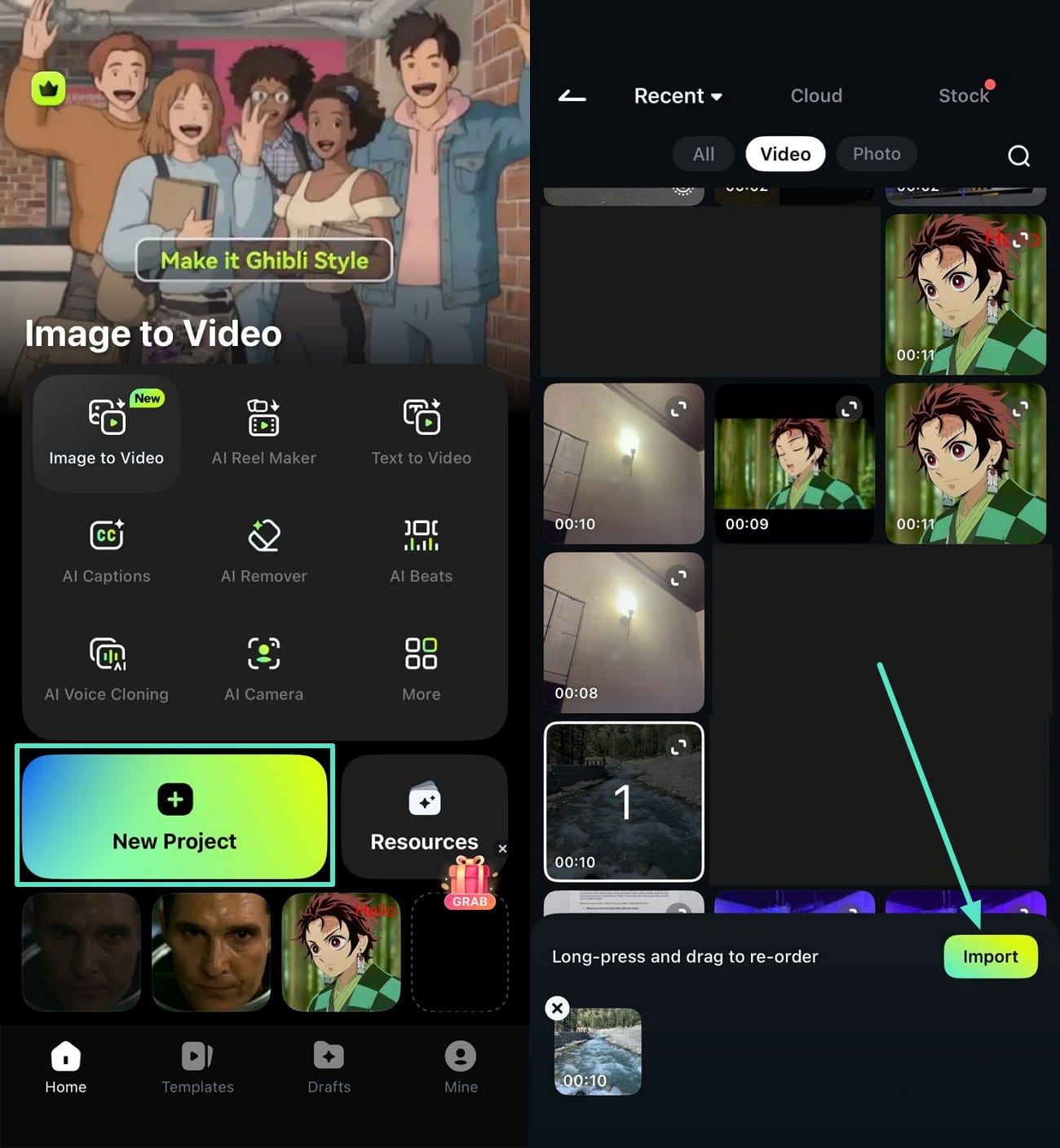 create new project filmora app