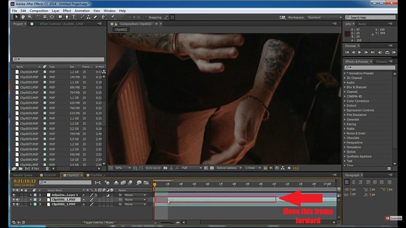 move duplicate clip by one frame