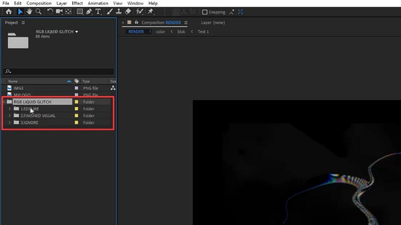 open the template in after effects