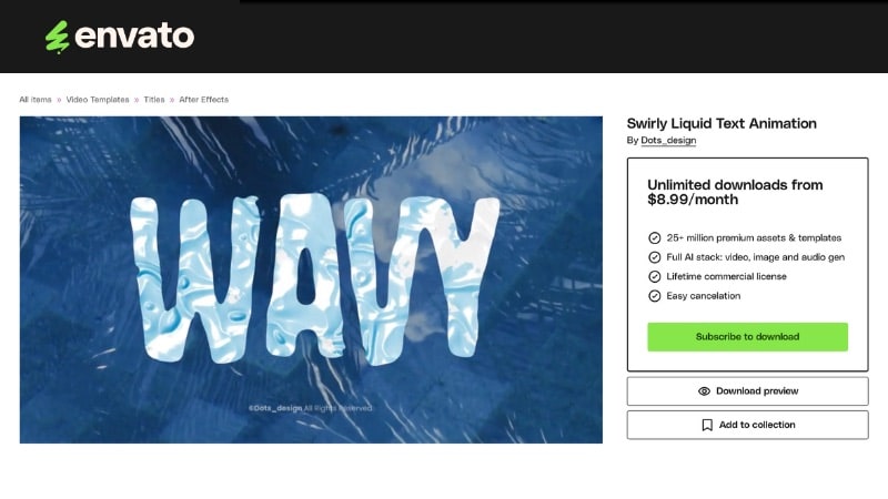 swirly liquid text animation by dots design