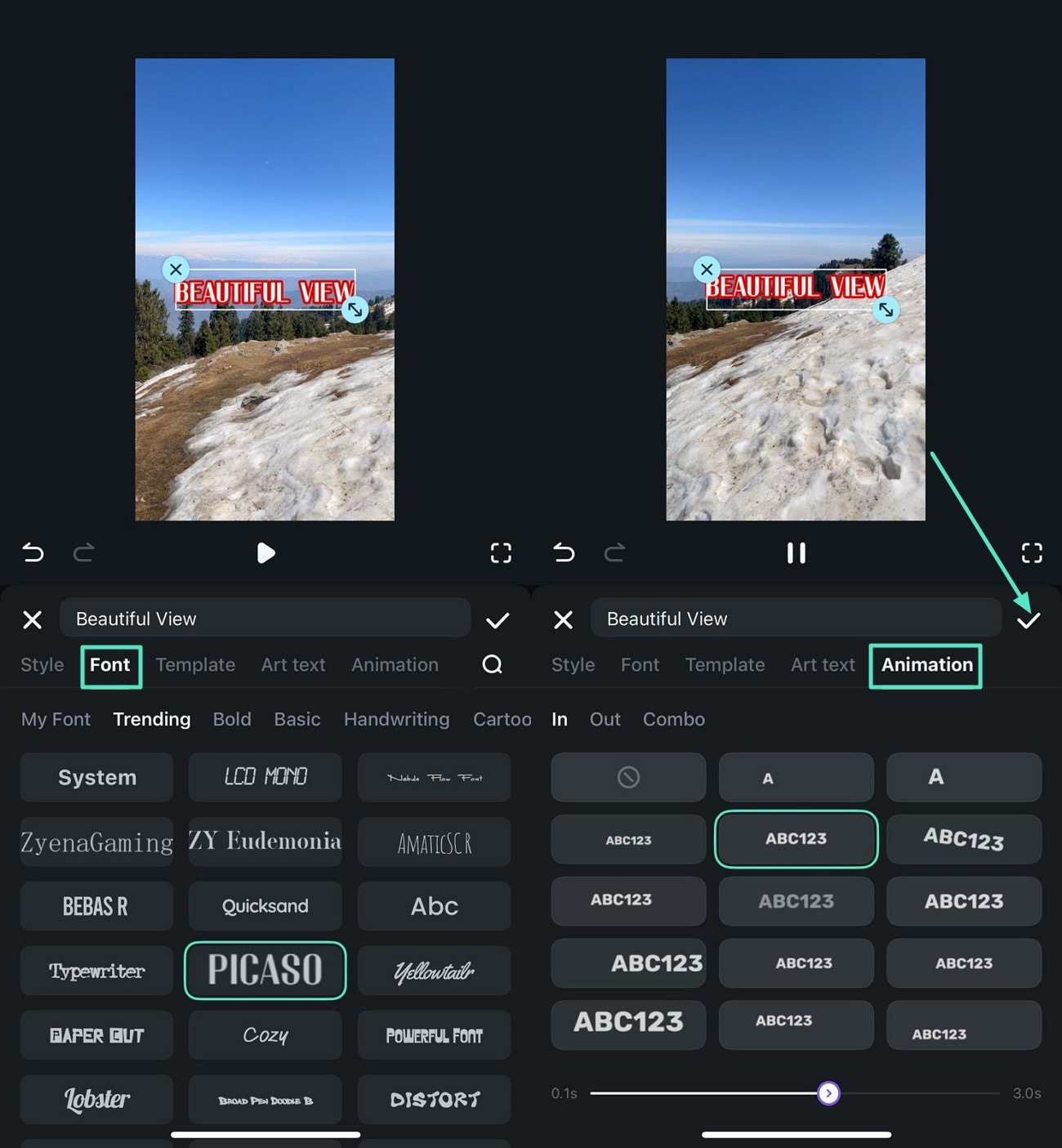 adjust animation and style text