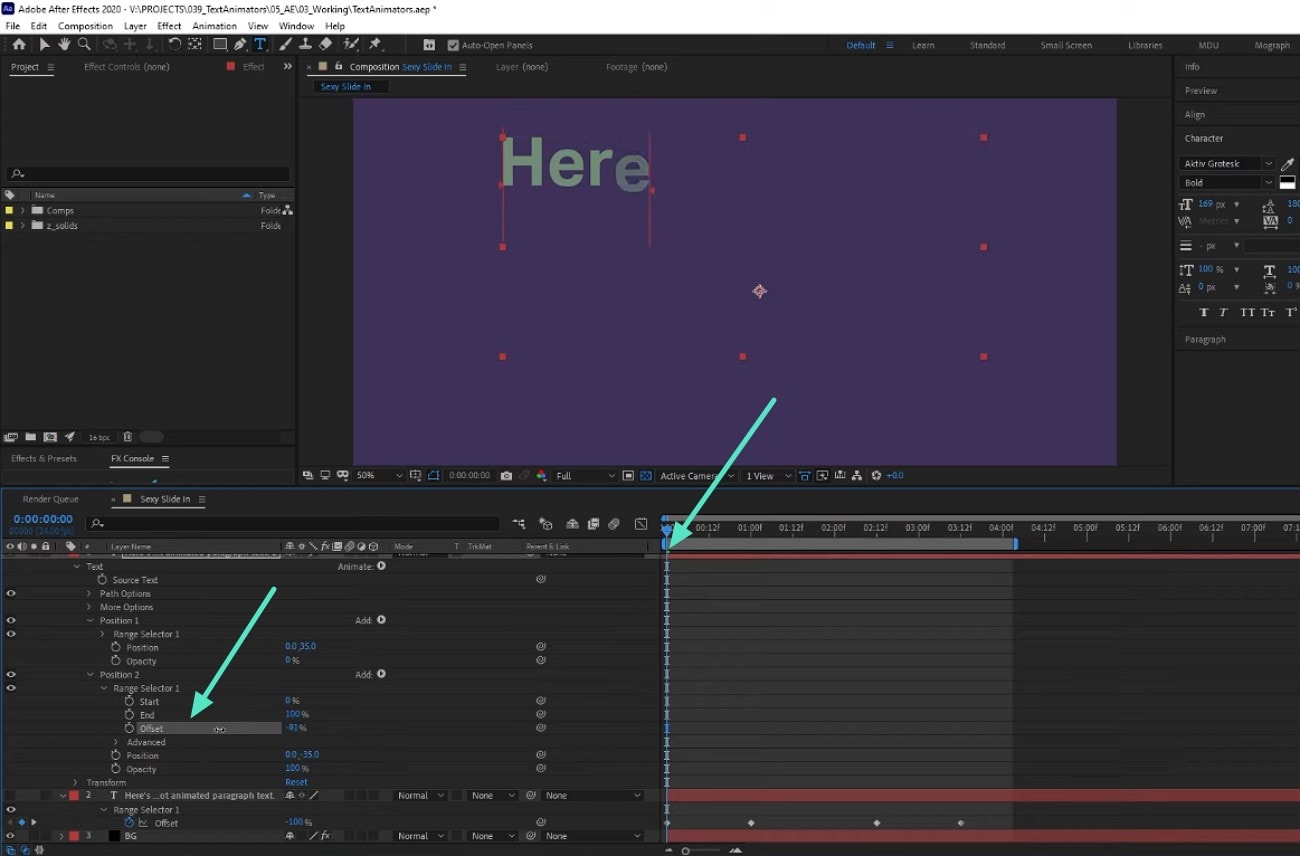 adjust offset twice moving keyframe