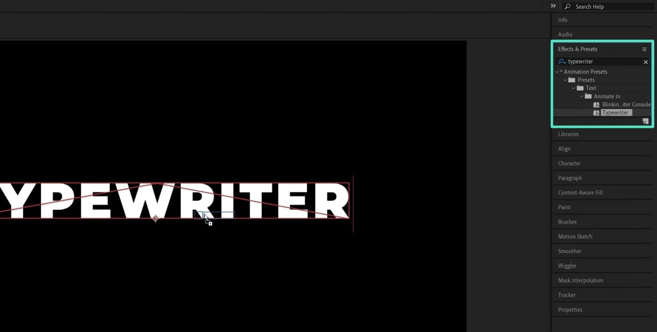 locate typewriter effect and preset