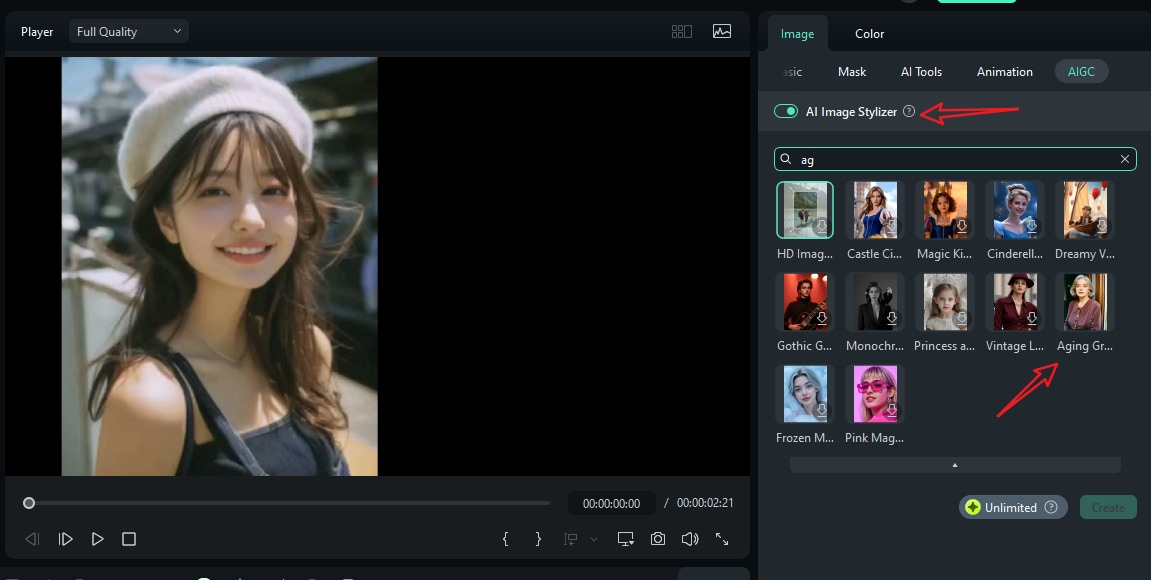 activate ai image stylizer feature