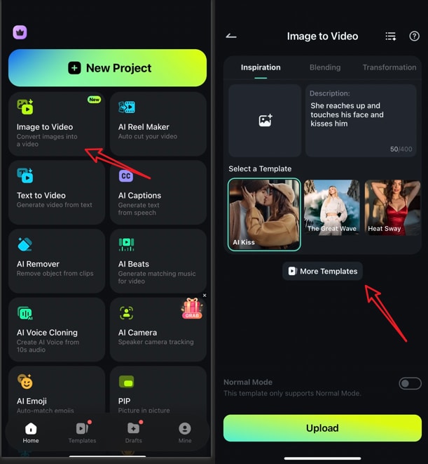 ai image to video template