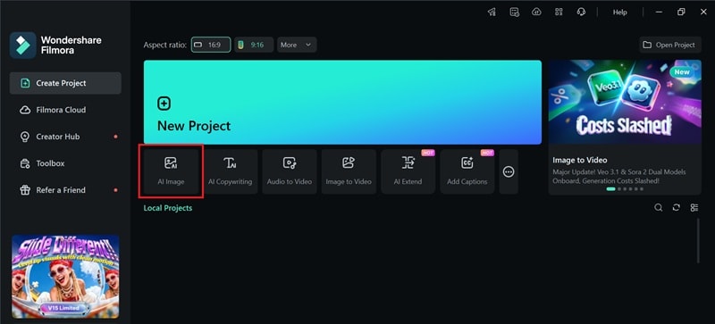 accéder à AI Image dans Filmora