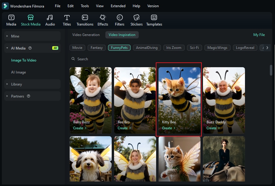 find the funnypets AI template