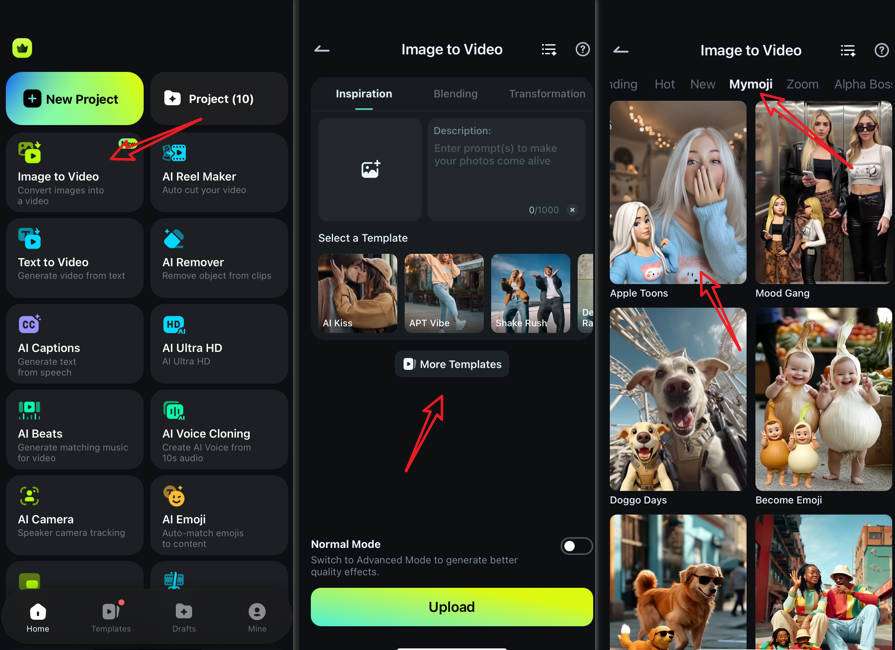 find mymoji ai templates in filmora