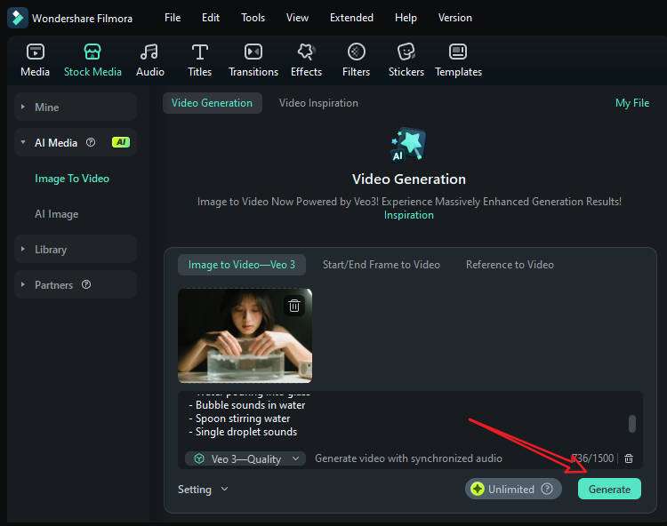 generate ai satisfying video in filmora