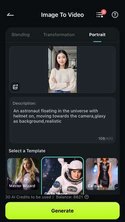 generate ai astronaut filmora app