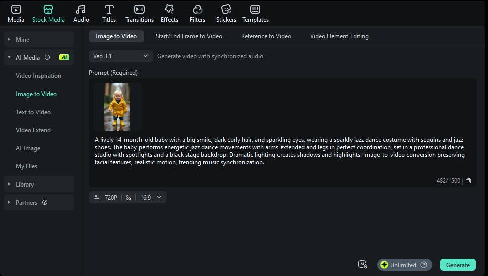 enter AI baby dance prompt