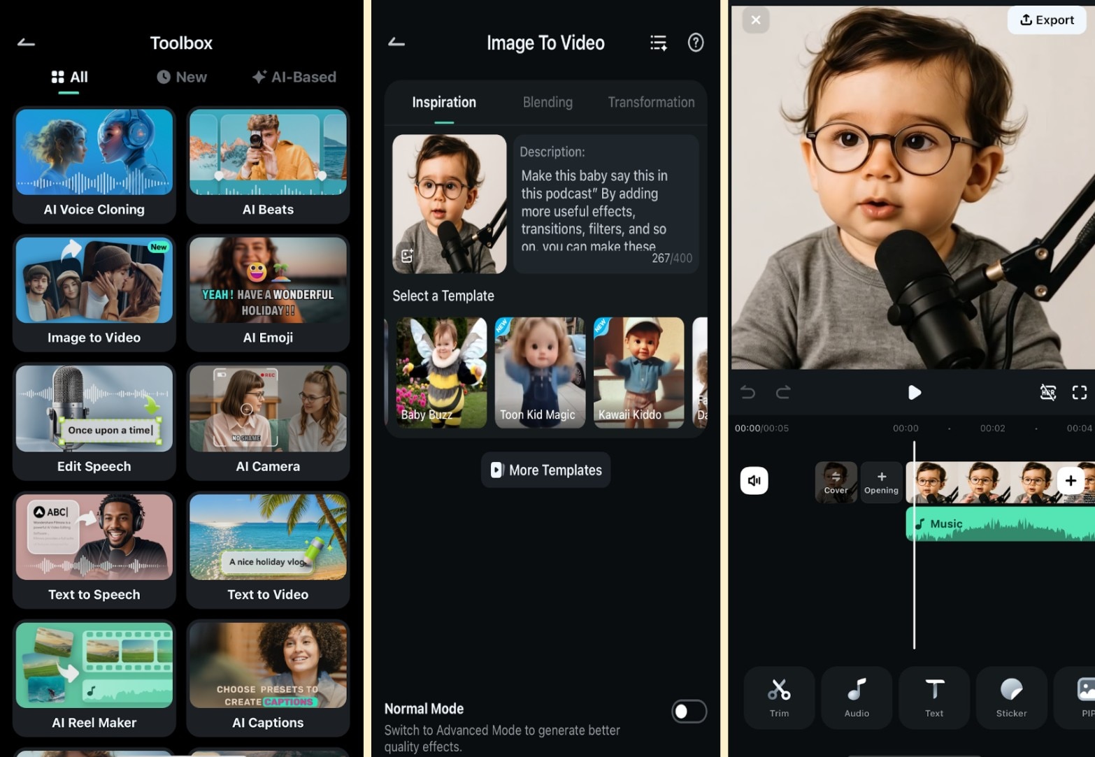 make image speak with filmora