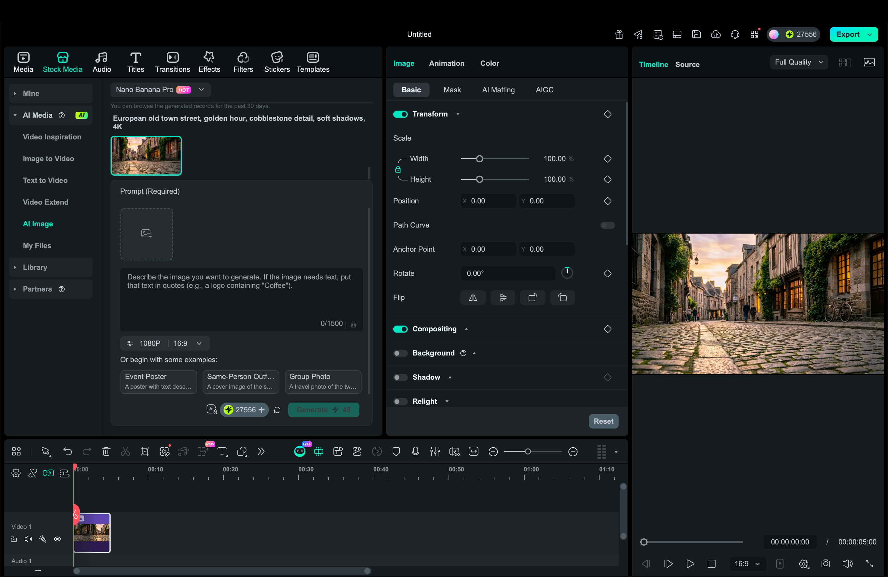 filmora editing timeline