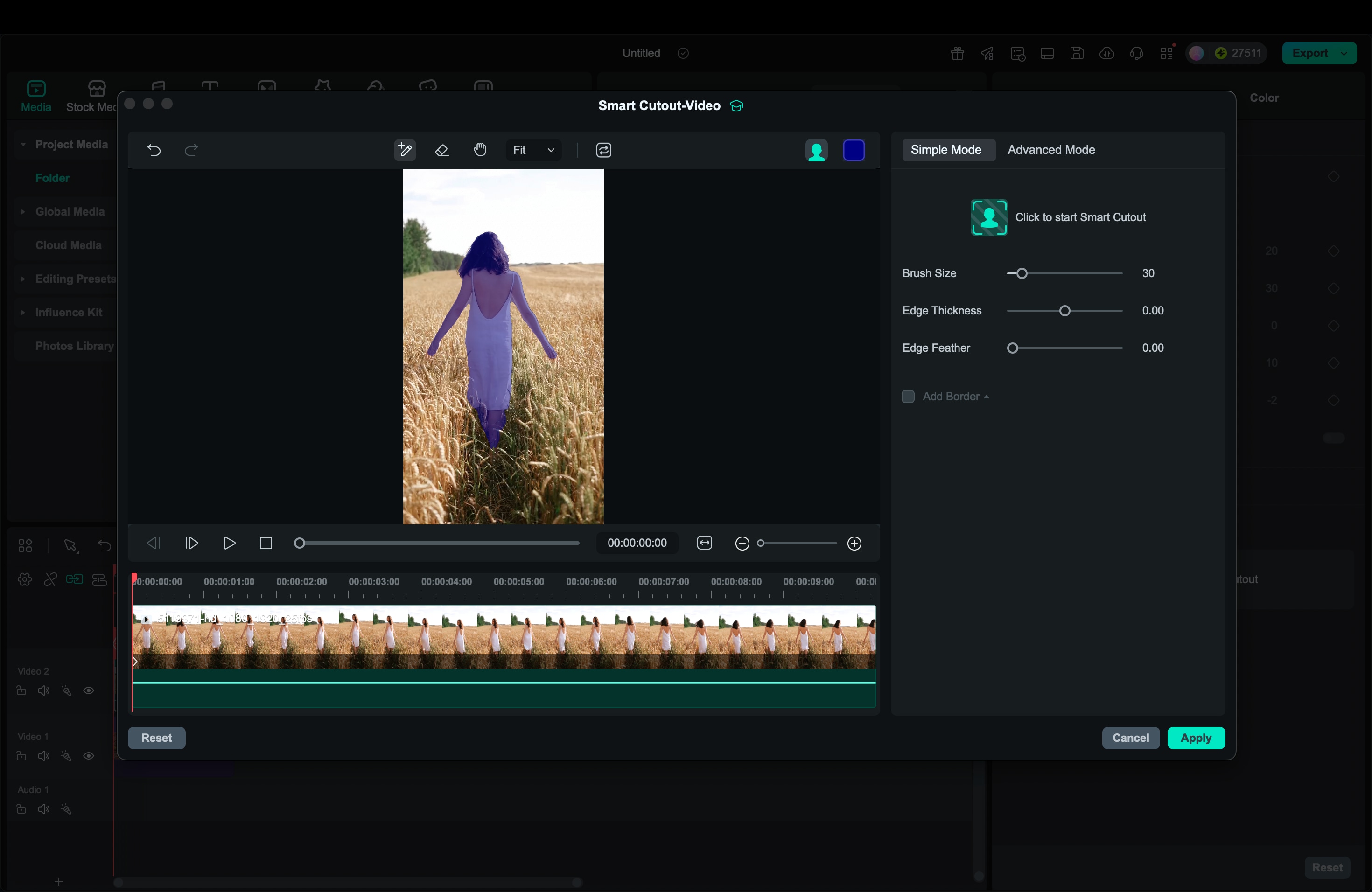 use smart cutout filmora