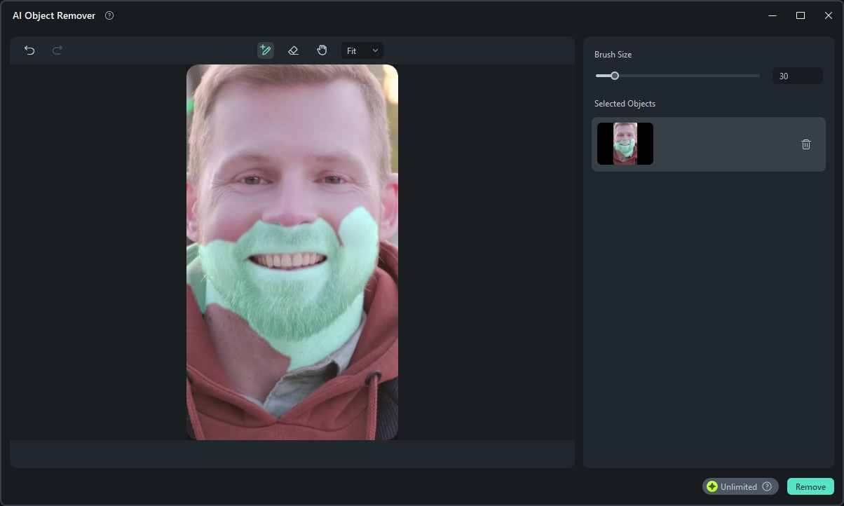 filmora ai beard remover
