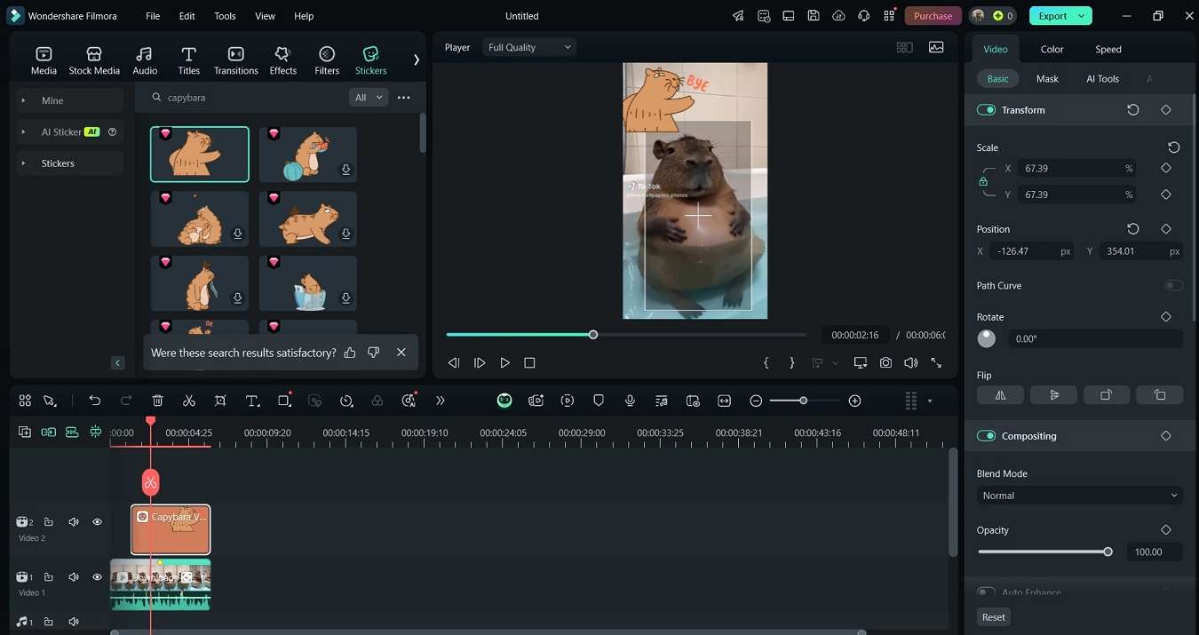 adding capybara stickers
