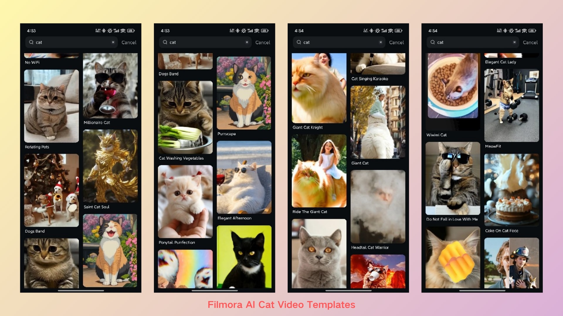 filmora ai cat video templates