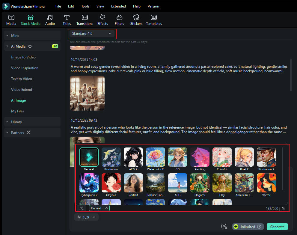 ai image standard mode