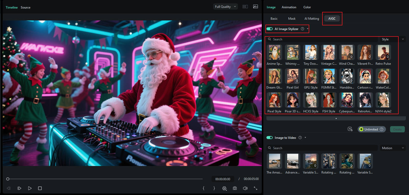 apply ai filter in filmora