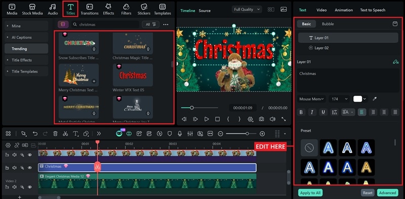 insert christmas-themed titles