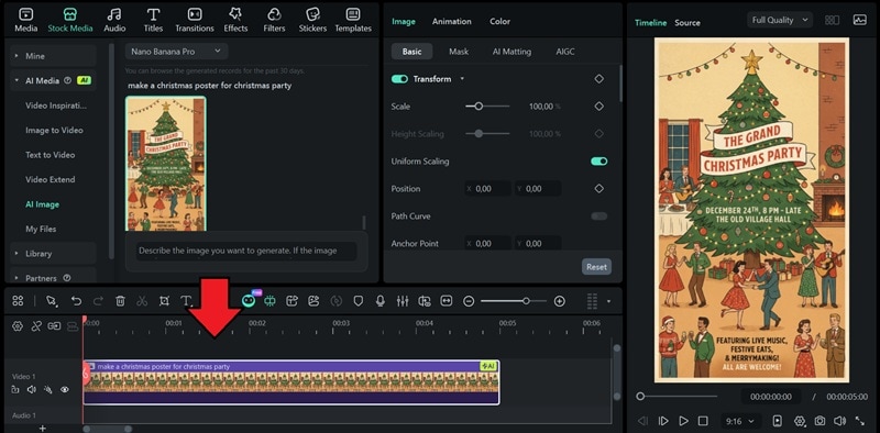 add ai christmas poster to timeline