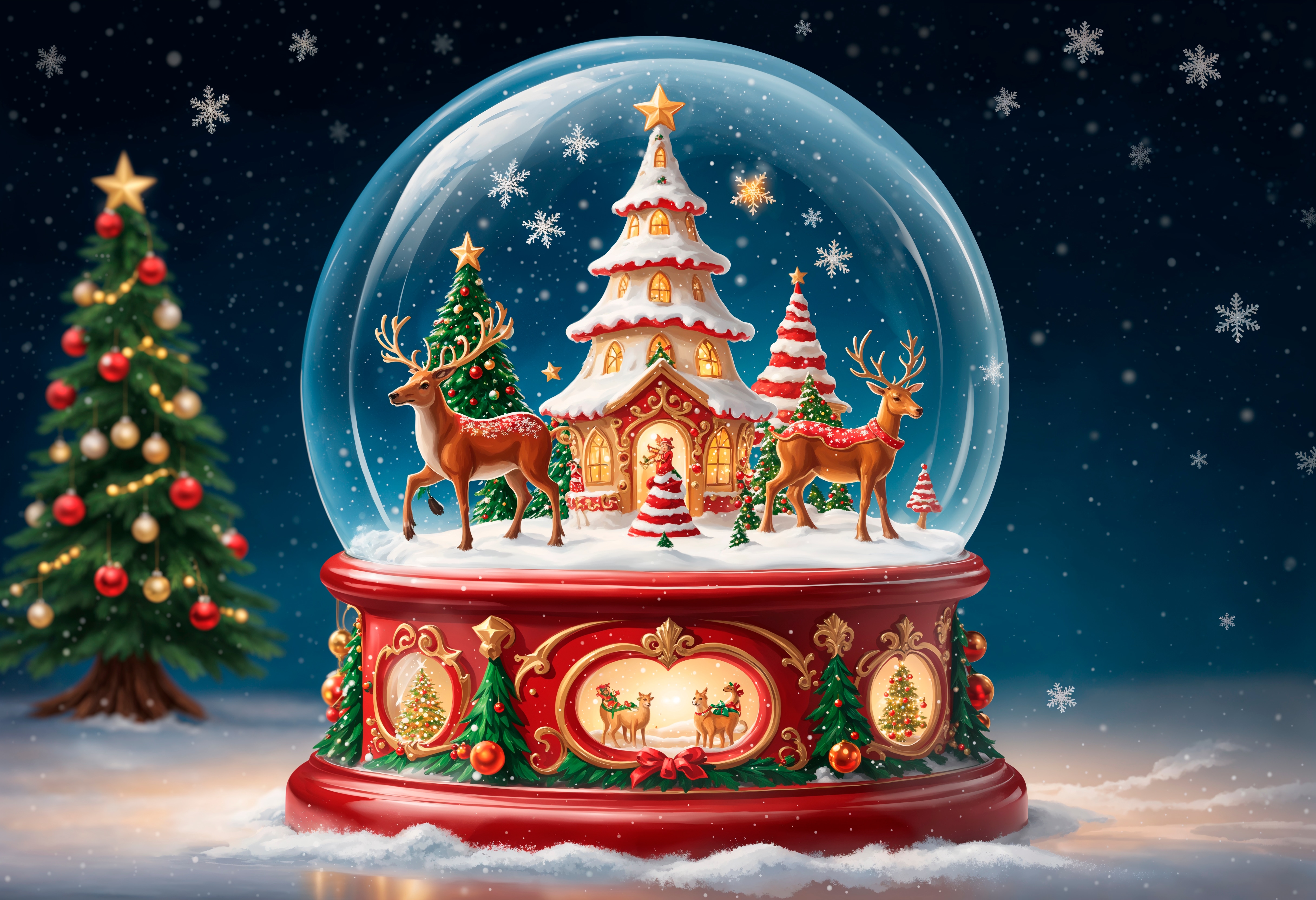 an ai christmas snow globe