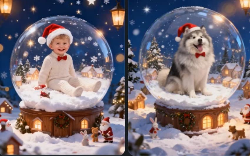 filmora’s ai christmas snow globe templates