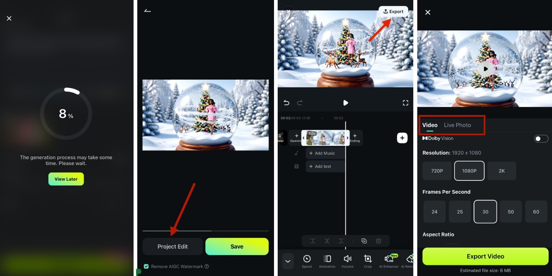 edit and export video
