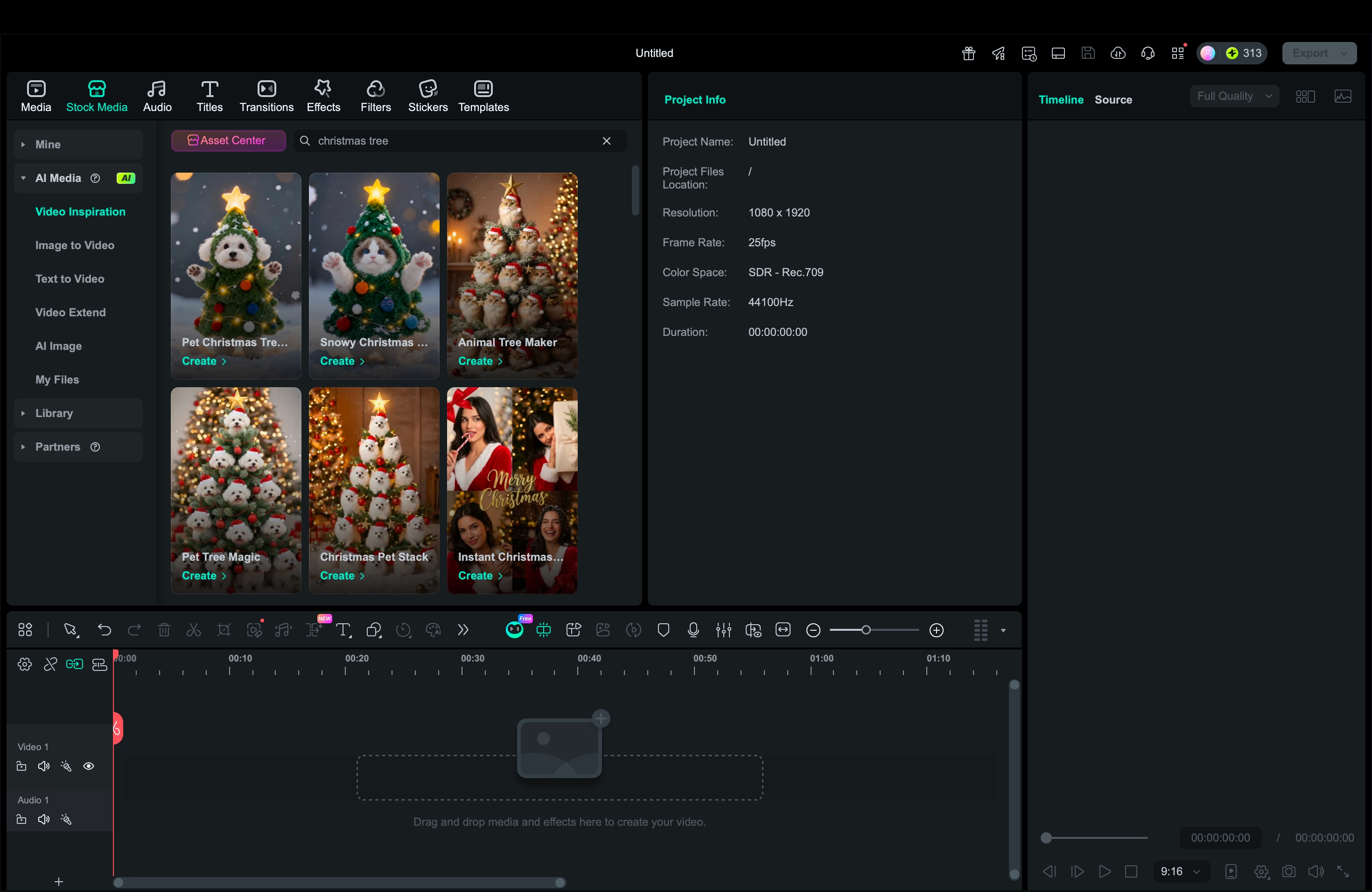 filmora ai image to video christmas desktop
