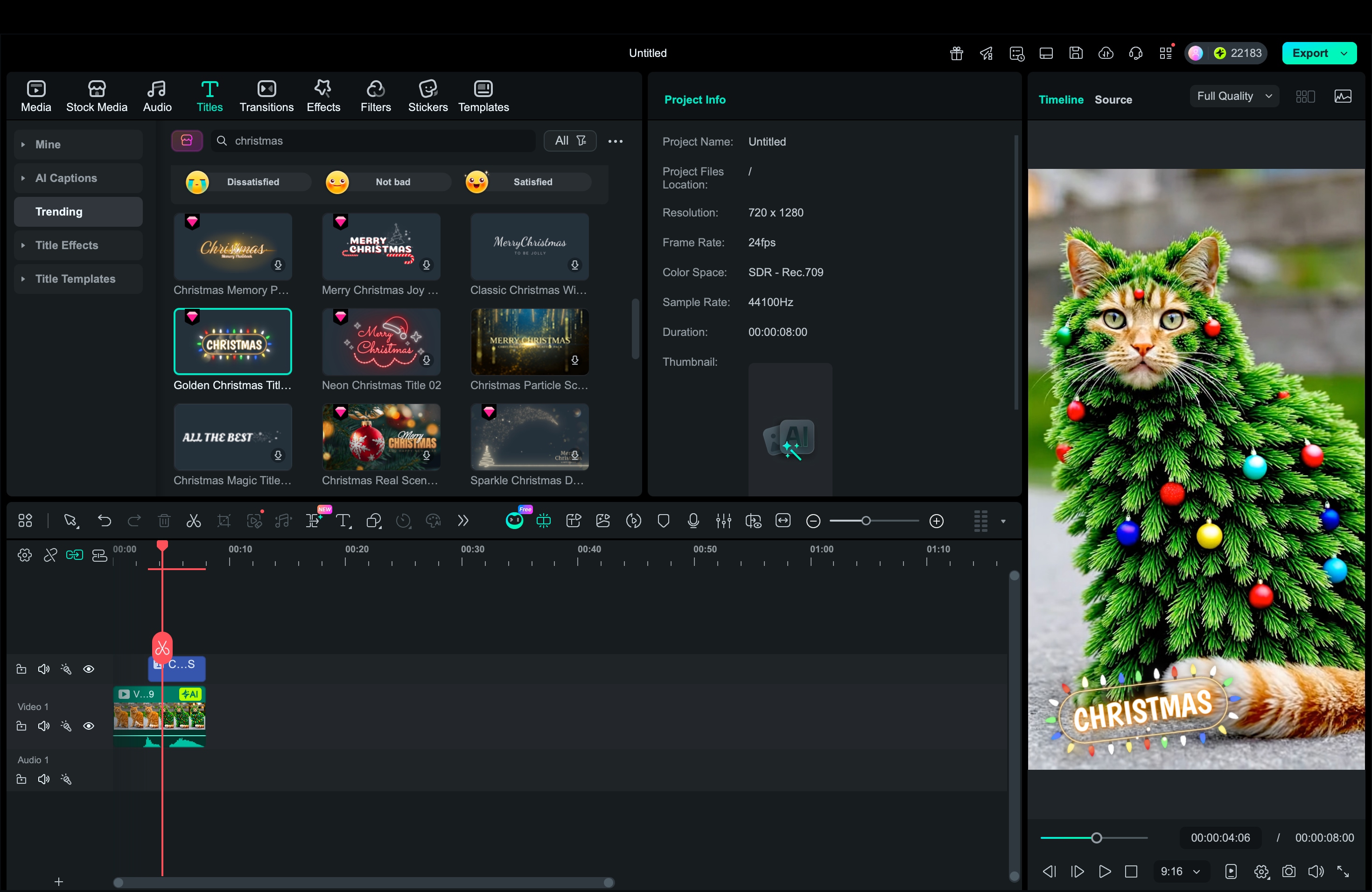 edit and export filmora ai christmas tree