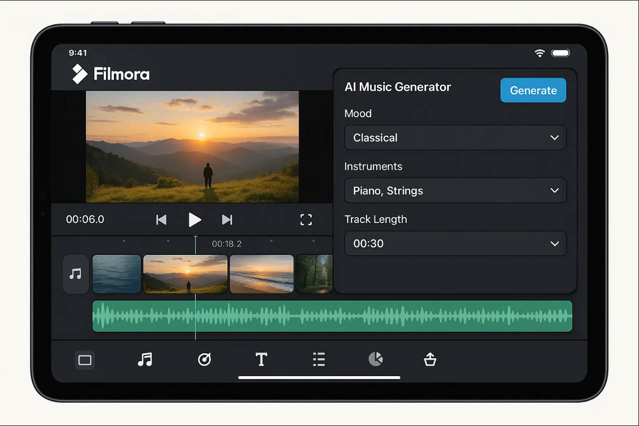 Filmora AI music video editor
