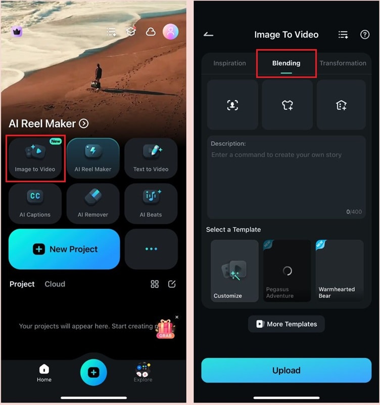 select image to video in filmora