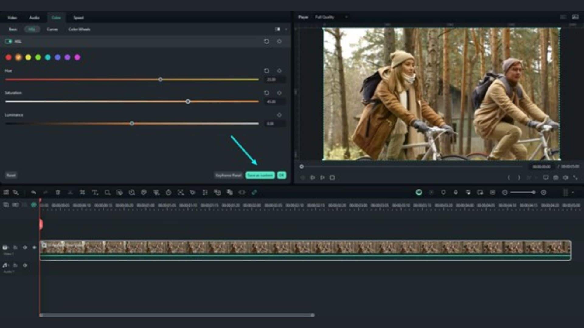 save color grading filmora