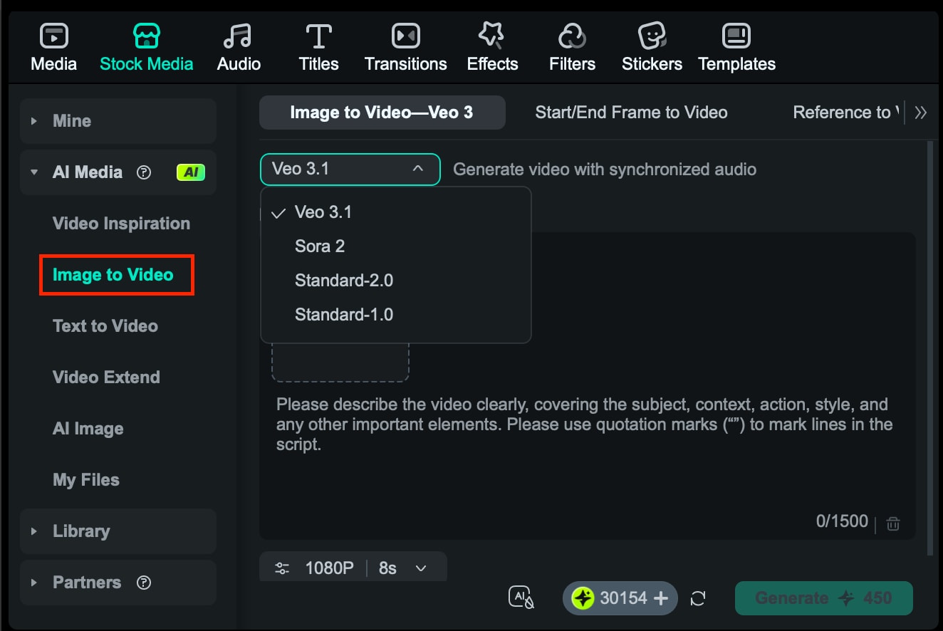 access filmora ai image to video